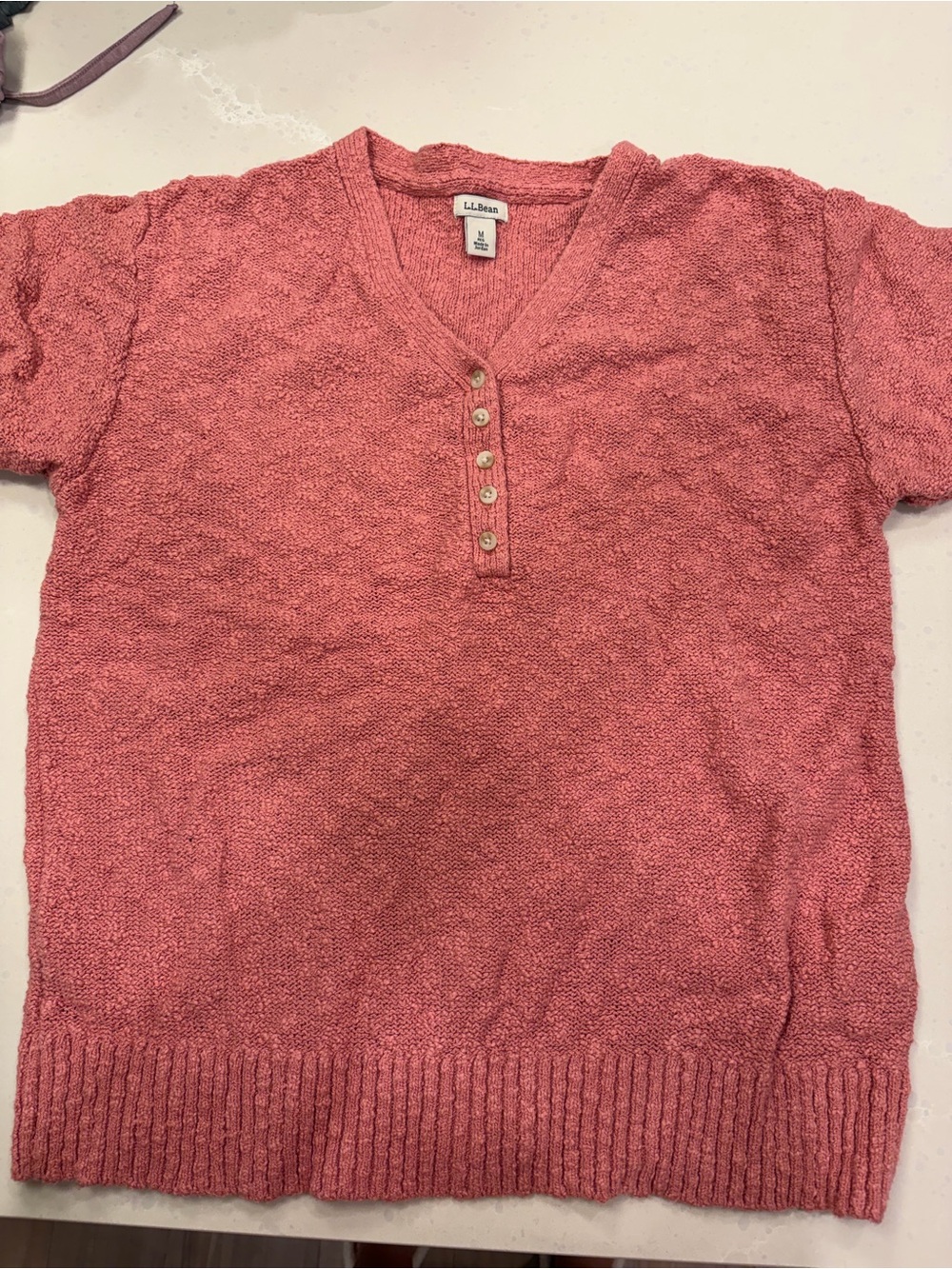 L.L bean size M pink vneck top